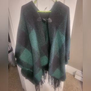 Plaid Fringe Poncho